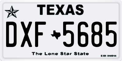 TX license plate DXF5685