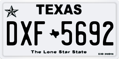 TX license plate DXF5692