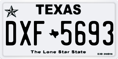 TX license plate DXF5693