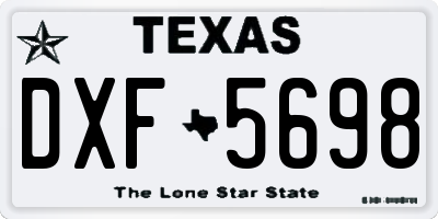 TX license plate DXF5698