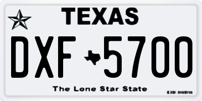 TX license plate DXF5700