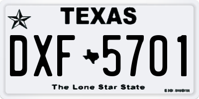 TX license plate DXF5701