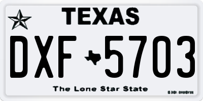 TX license plate DXF5703