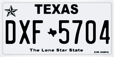 TX license plate DXF5704