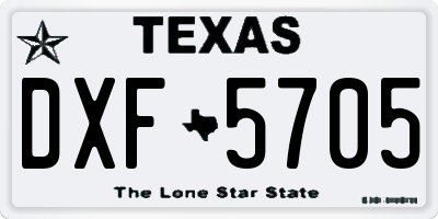 TX license plate DXF5705
