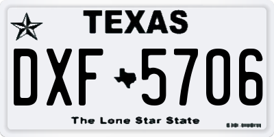 TX license plate DXF5706