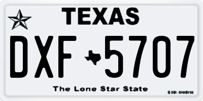 TX license plate DXF5707