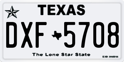 TX license plate DXF5708