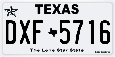 TX license plate DXF5716