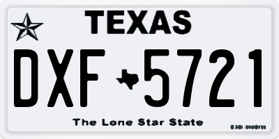 TX license plate DXF5721