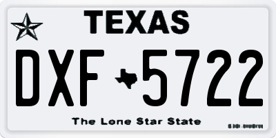 TX license plate DXF5722