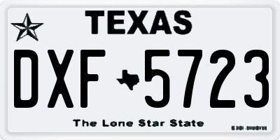 TX license plate DXF5723