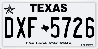 TX license plate DXF5726
