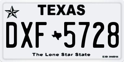 TX license plate DXF5728