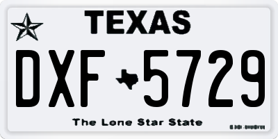 TX license plate DXF5729