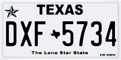 TX license plate DXF5734