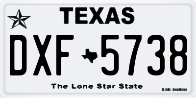 TX license plate DXF5738