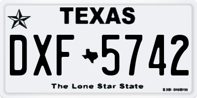 TX license plate DXF5742