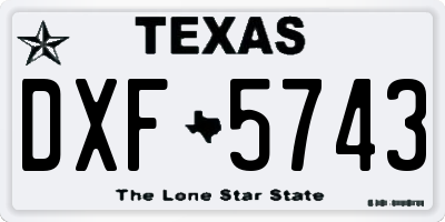TX license plate DXF5743