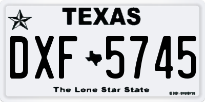 TX license plate DXF5745
