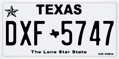 TX license plate DXF5747