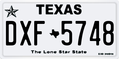 TX license plate DXF5748