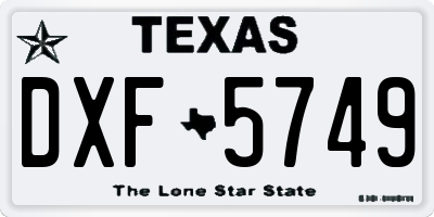 TX license plate DXF5749