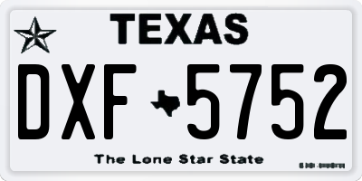 TX license plate DXF5752