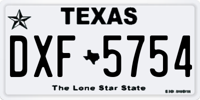 TX license plate DXF5754
