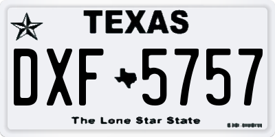 TX license plate DXF5757