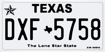 TX license plate DXF5758