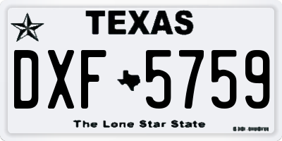 TX license plate DXF5759