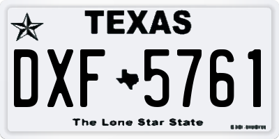 TX license plate DXF5761