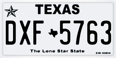 TX license plate DXF5763