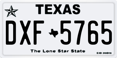 TX license plate DXF5765