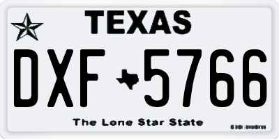 TX license plate DXF5766