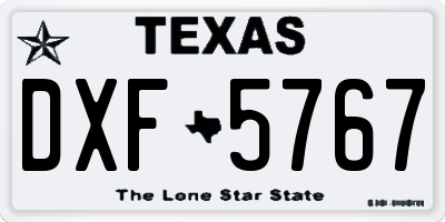TX license plate DXF5767