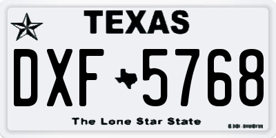 TX license plate DXF5768