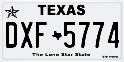 TX license plate DXF5774