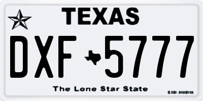 TX license plate DXF5777