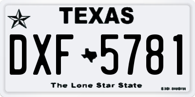 TX license plate DXF5781