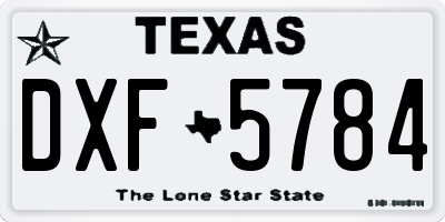 TX license plate DXF5784
