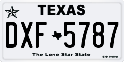 TX license plate DXF5787