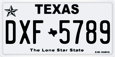 TX license plate DXF5789