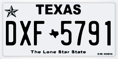 TX license plate DXF5791