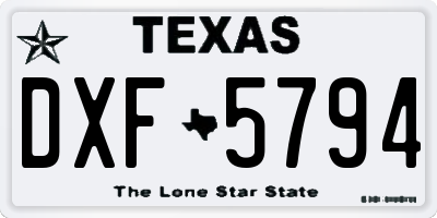 TX license plate DXF5794