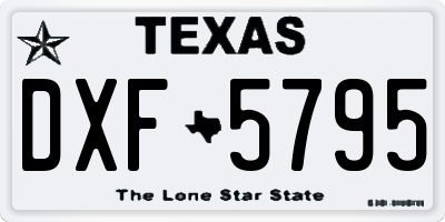 TX license plate DXF5795