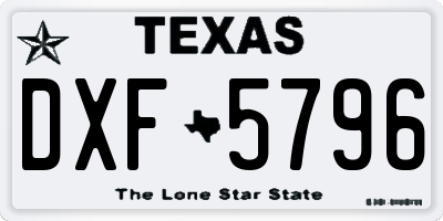 TX license plate DXF5796
