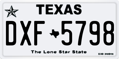 TX license plate DXF5798