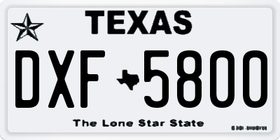 TX license plate DXF5800